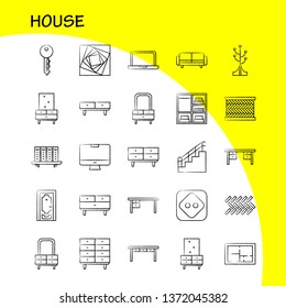 House Hand Drawn Icon for Web, Print and Mobile UX/UI Kit. Such as: Couch, Furniture, Sofa, Interior, Chest, Drawer, Furniture, Keep, Pictogram Pack. - Vector