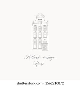 House Hand drawn isolated old home, old town, sketch, doodle. Vector illustration. Logo Branding