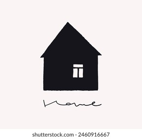House hand drawn silhouette. Flat vector illustration on the white background. Home concept