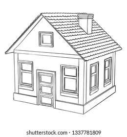 House. Hand drawn. Vector illustration isolated on white background