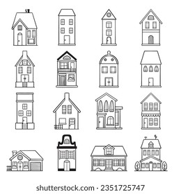 house hand drawn vector set
