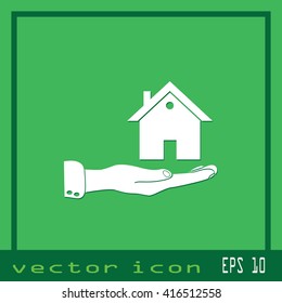 house in hand icon
