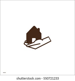 house, hand, icon