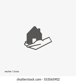 house, hand, icon