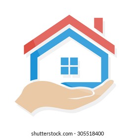 House in hand logo or icon