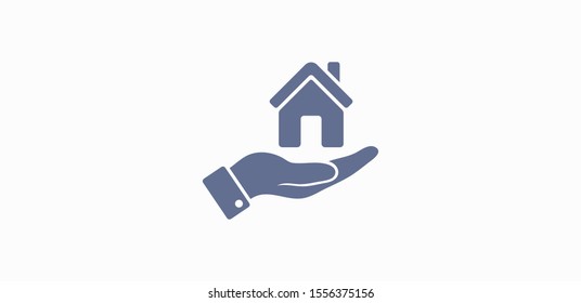 House in hand, property for Sale. Estate icon. Vector illustration EPS10. Real estate concept