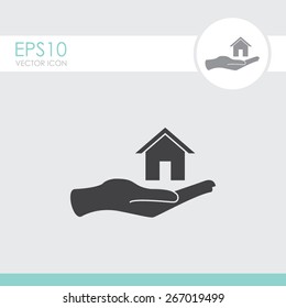 House In Hand Vector Icon.