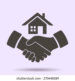 house and hand vector icon