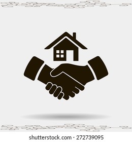 house and hand vector icon