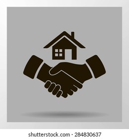 house and hand vector icon