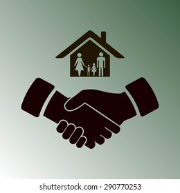 house and hand vector icon