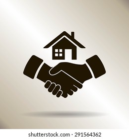 house and hand vector icon