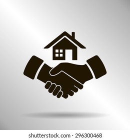 house and hand vector icon