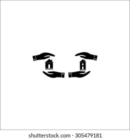 House in hand vector icon