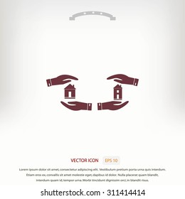 House in hand vector icon