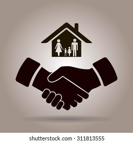 house and hand vector icon