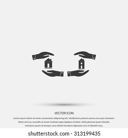 House in hand vector icon