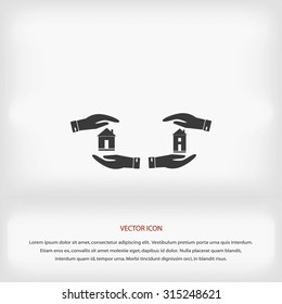 House in hand vector icon