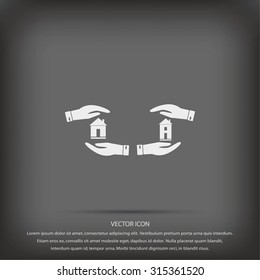 House in hand vector icon