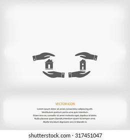 House in hand vector icon