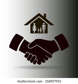 house and hand vector icon