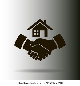 house and hand vector icon