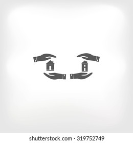 House in hand vector icon