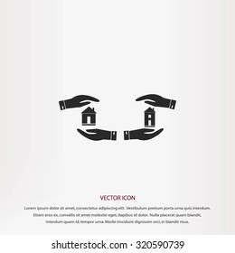 House in hand vector icon