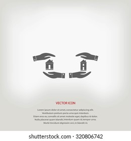 House in hand vector icon