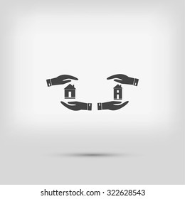 House in hand vector icon