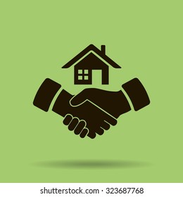 house and hand vector icon