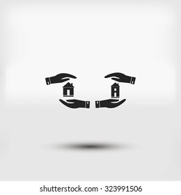 House in hand vector icon