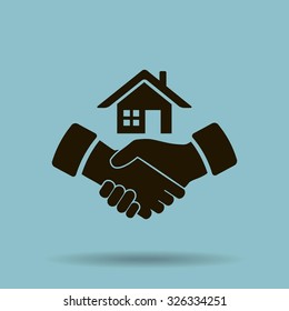 house and hand vector icon