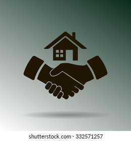 house and hand vector icon