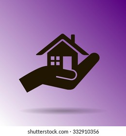 house and hand vector icon