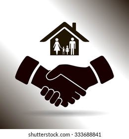 house and hand vector icon