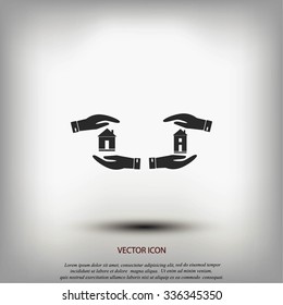 House in hand vector icon