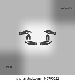 House in hand vector icon