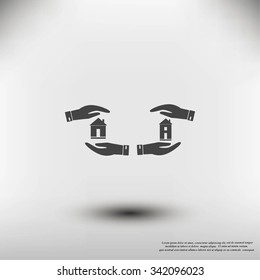 House in hand vector icon