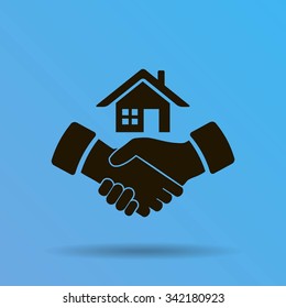house and hand vector icon