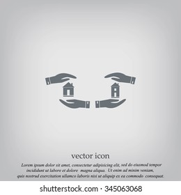 House in hand vector icon