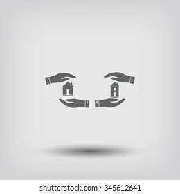 House in hand vector icon