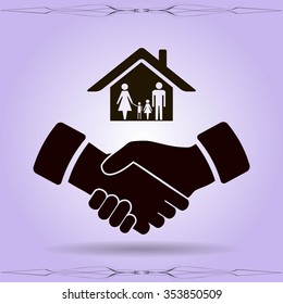 house and hand vector icon