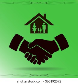 house and hand vector icon