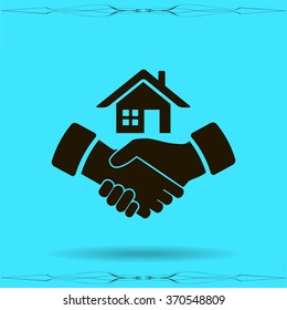 house and hand vector icon