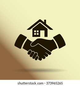 house and hand vector icon