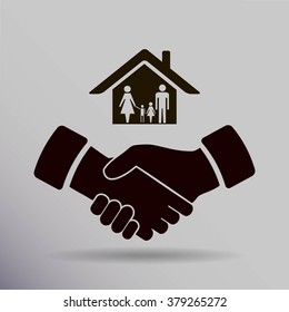 house and hand vector icon