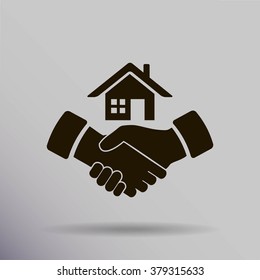 house and hand vector icon