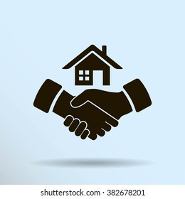 house and hand vector icon