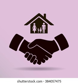 house and hand vector icon